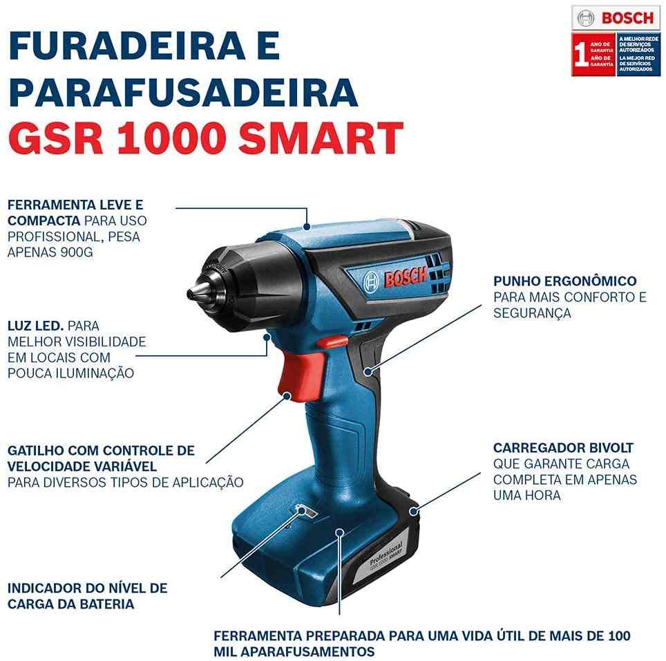 Diferenciais da Parafusadeira GSR 1000 Smart da Bosch